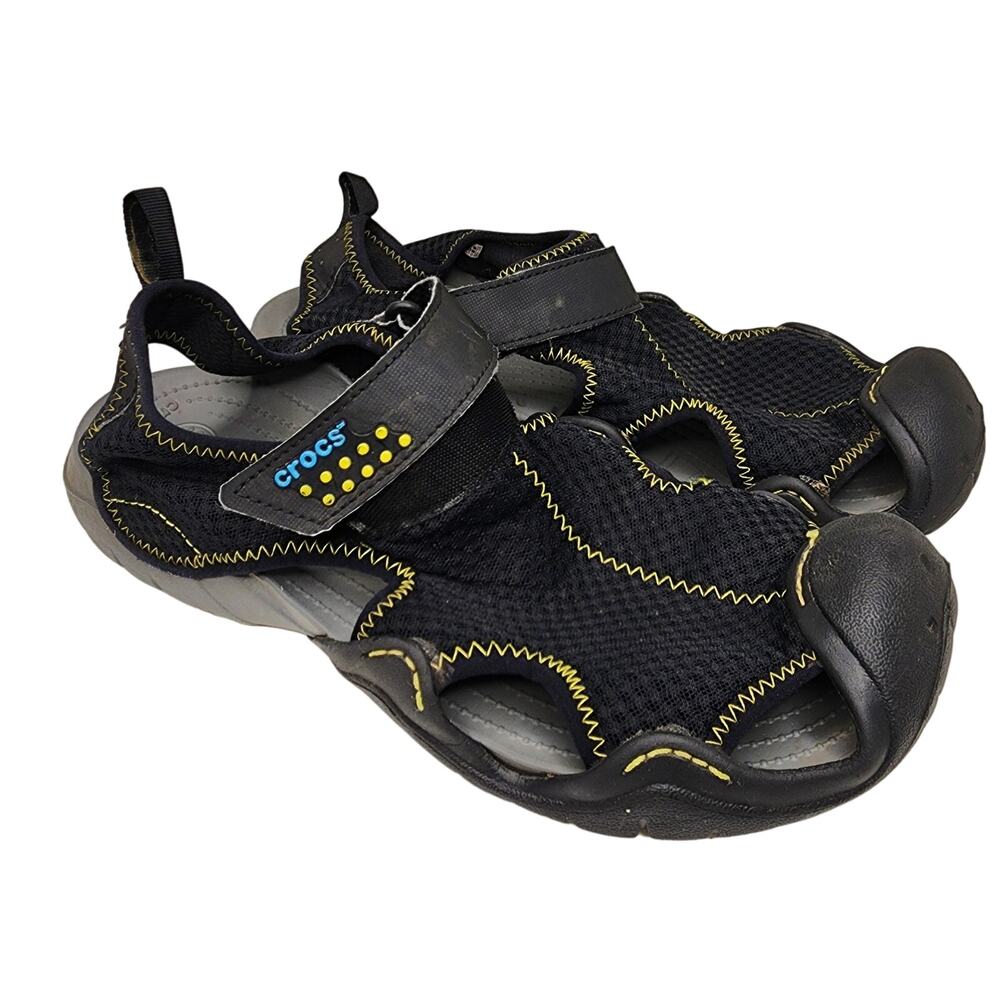 Crocs Swiftwater Mesh Deck Sandal Black Size 10